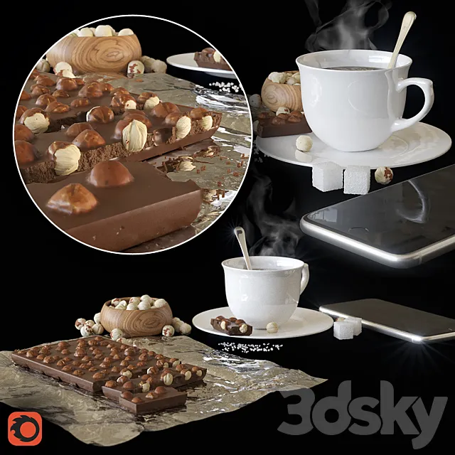 Chocolate. coffee. nuts 3DModel