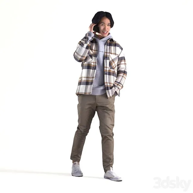 Chris 2353 Man Walking with Phone 3D Model Chris 2353 Man Walking with Phone 3D Model