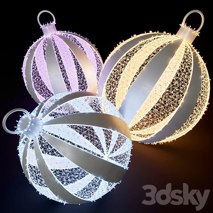 Christmas balls from garlands 3D Model Free Download
