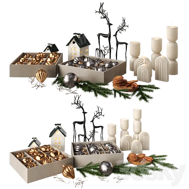 Christmas Decor set 3D Model Christmas Decor set 3D Model