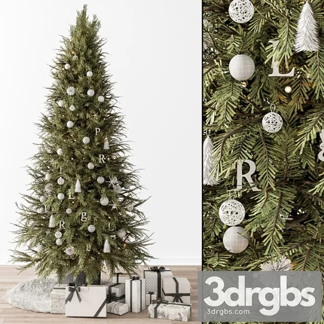 Christmas decoration 33 – christmas green and white tree with gift