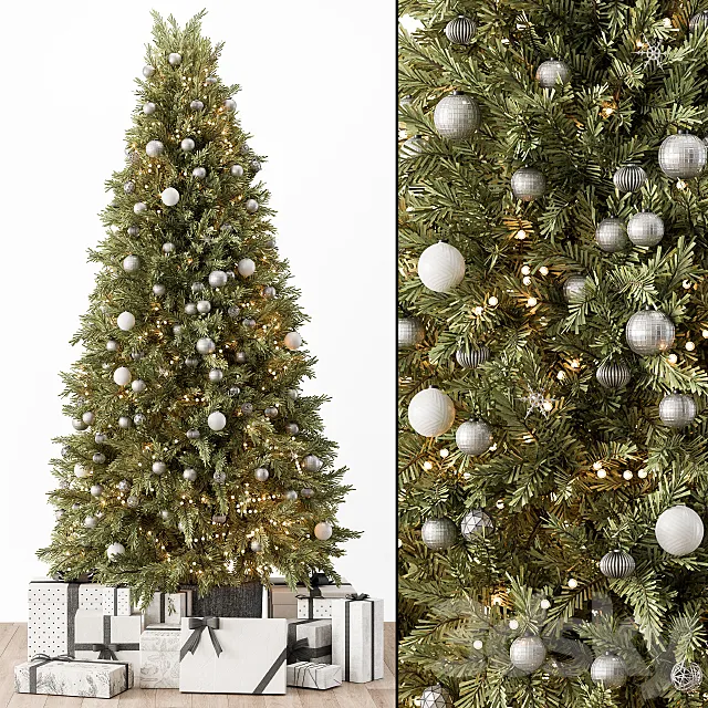 Christmas Decoration 36 – Christmas Silver and Green Tree with Gift 3D Model Christmas Decoration 36 – Christmas Silver and Green Tree with Gift 3D Model