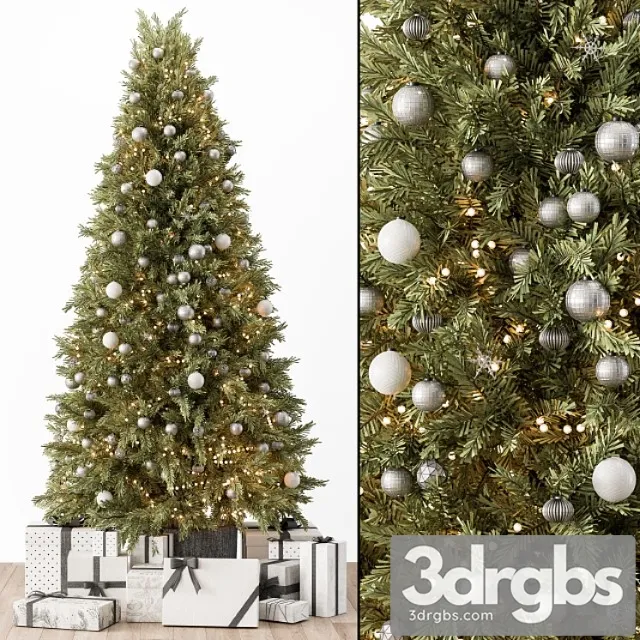 Christmas decoration 36 – christmas silver and green tree with gift