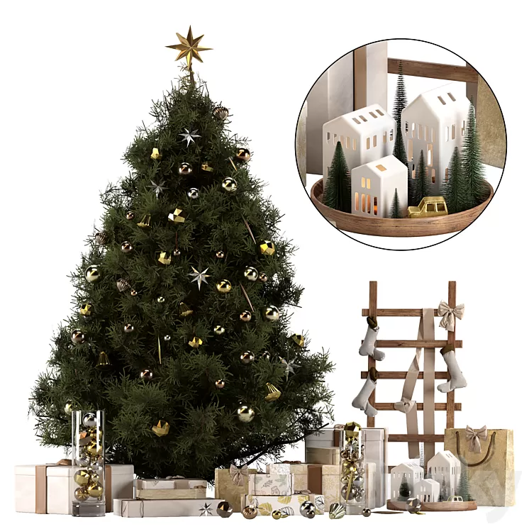christmas decoration set 02 3D Model Free Download