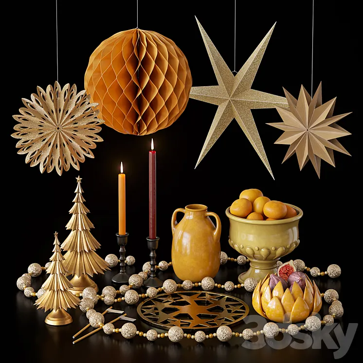 Christmas decorative set 3D Model Free Download Christmas decorative set 3D Model Free Download