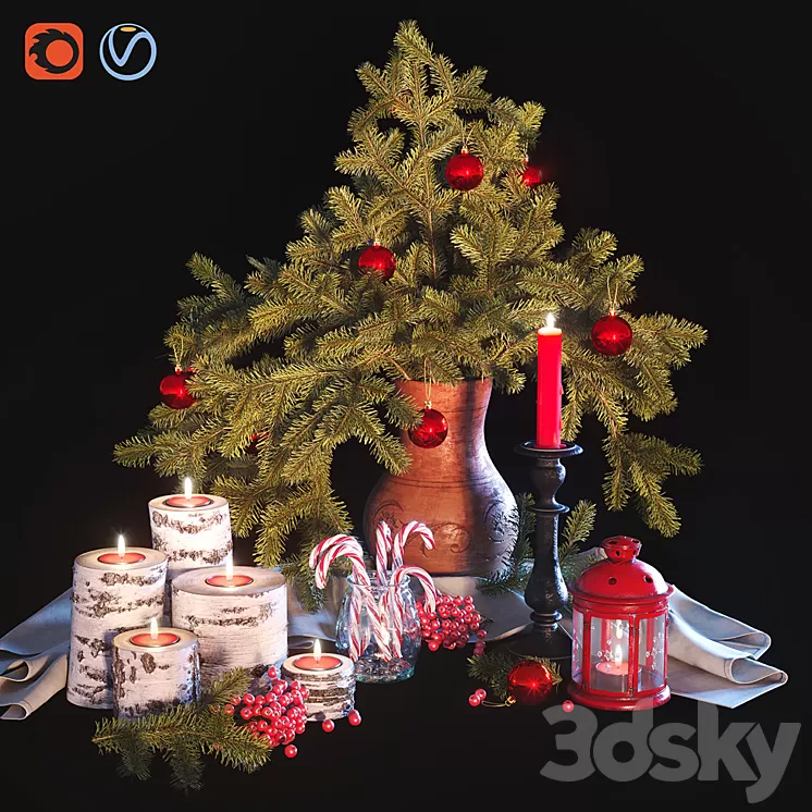 Christmas decorative set 3D Model Christmas decorative set 3D Model