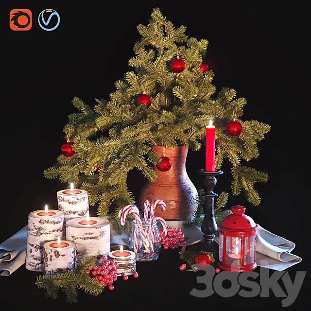Christmas decorative set 3DModel
