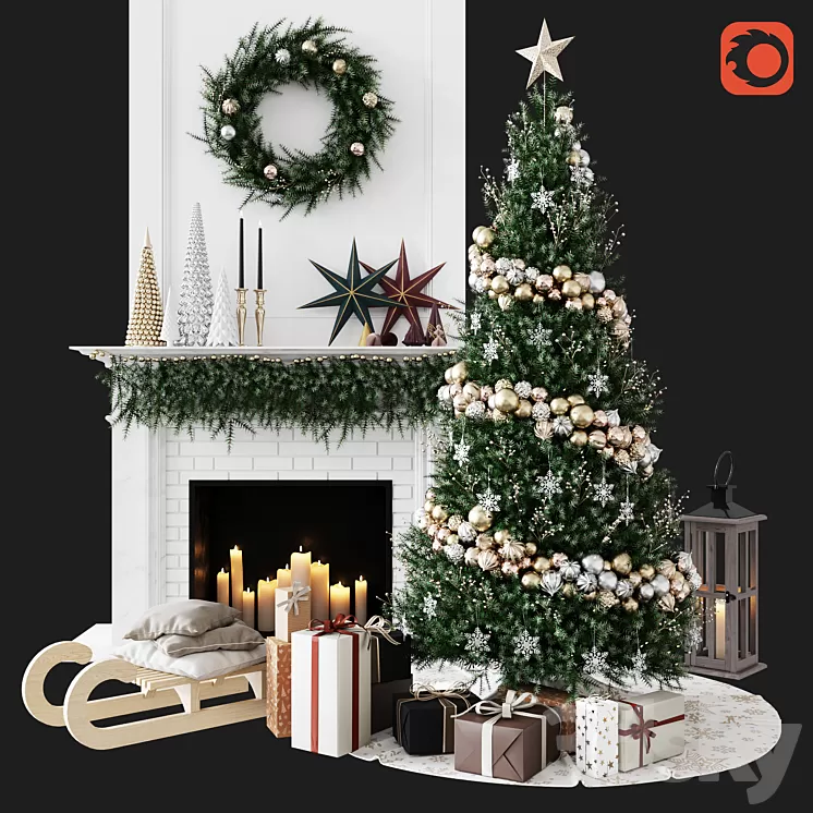 Christmas Decorative set sk_1 (Corona) 3D Model