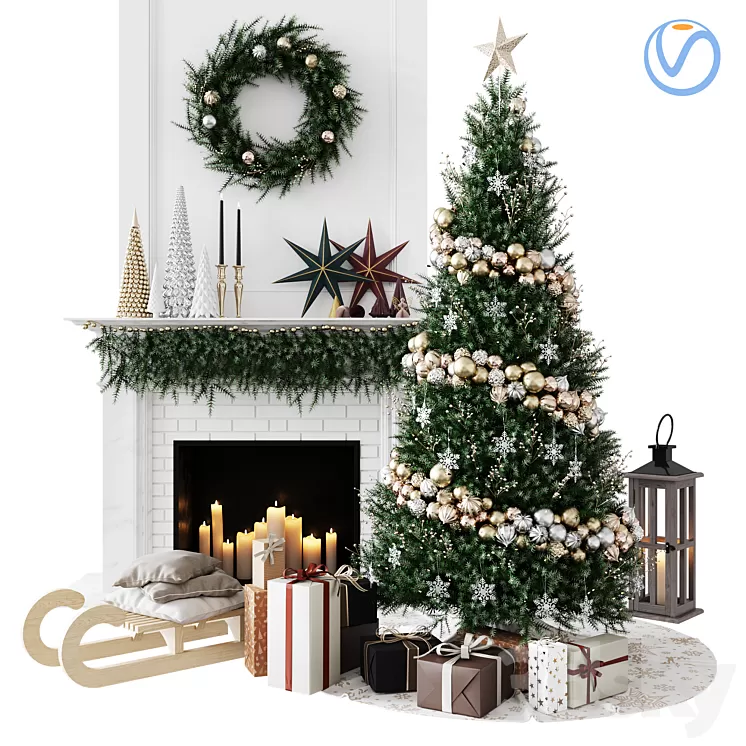 Christmas Decorative set sk_1 (Vray) 3D Model Christmas Decorative set sk_1 (Vray) 3D Model