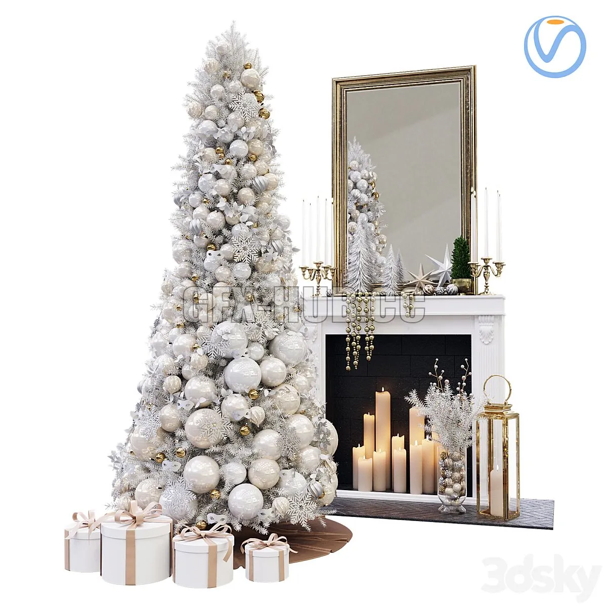 Christmas Decorative set sk_2 3D Model Christmas Decorative set sk_2 3D Model