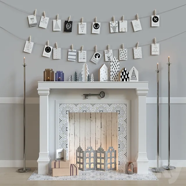 Christmas fireplace 3D Model