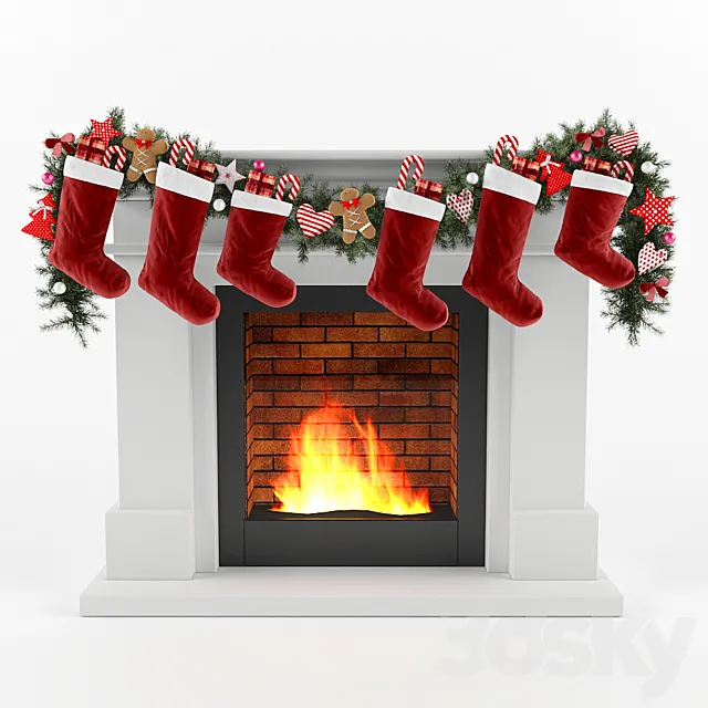 Christmas fireplace 3D Model