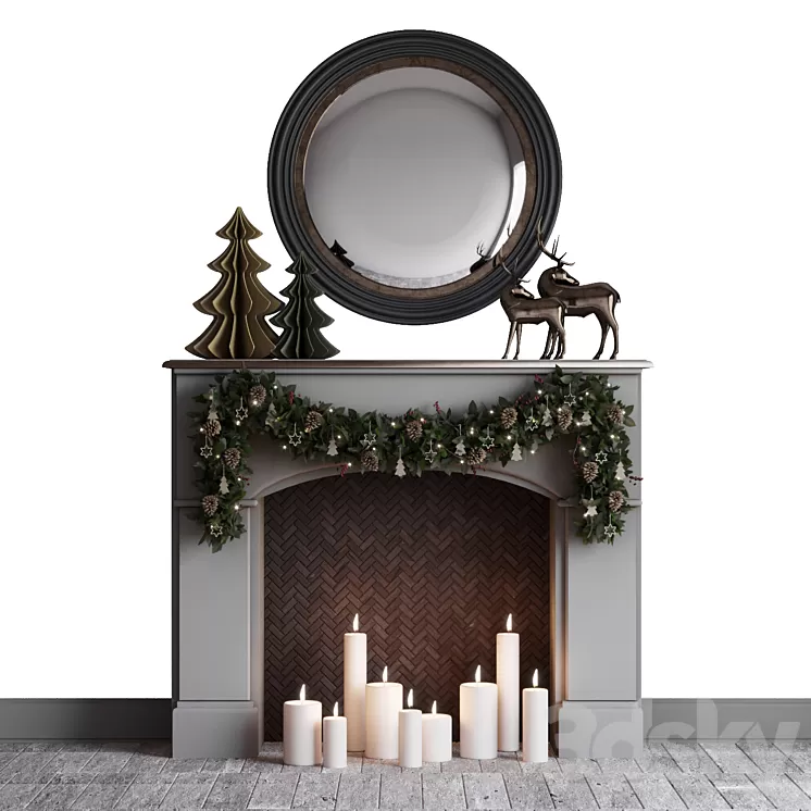 christmas mood fireplace 3D Model Free Download