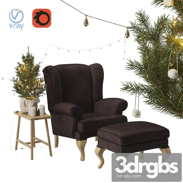 Christmas set spruce with chair and ottoman hoffner 3D Model Download Christmas set spruce with chair and ottoman hoffner 3D Model Download