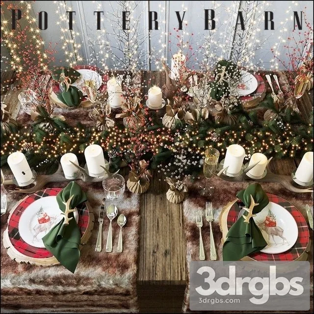 Christmas Table Pottery Barn 3D Model Download