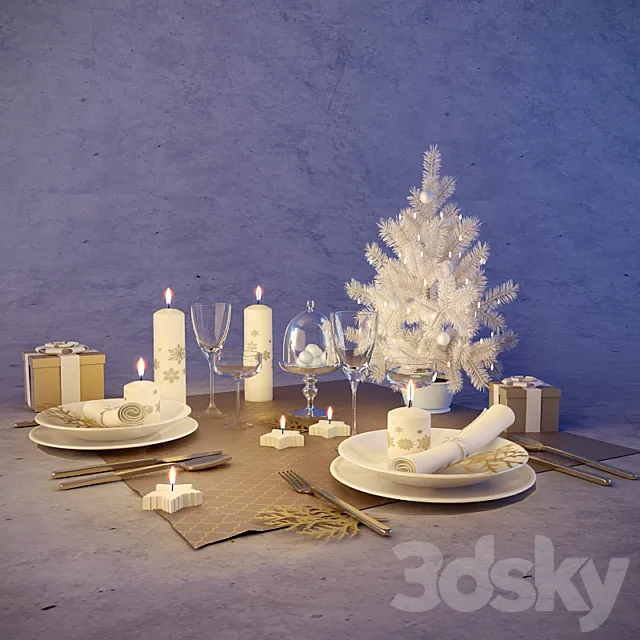 Christmas table setting 3DModel