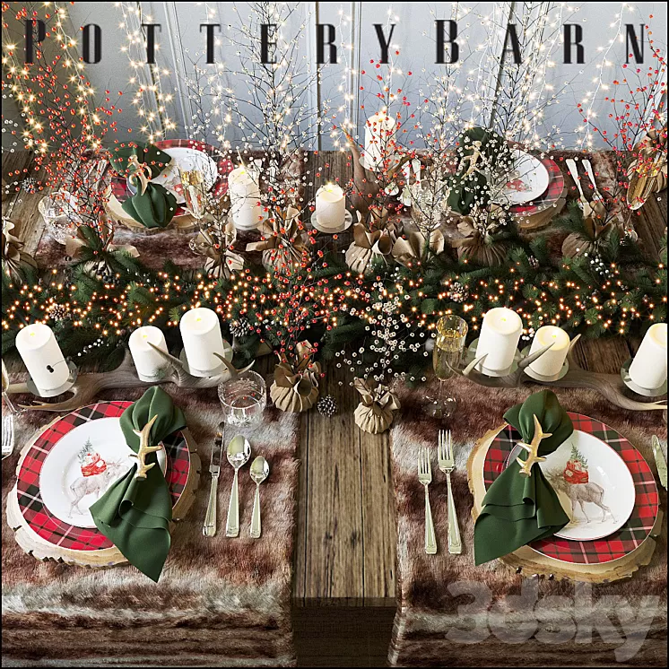 Christmas table setting Pottery Barn 3D Model