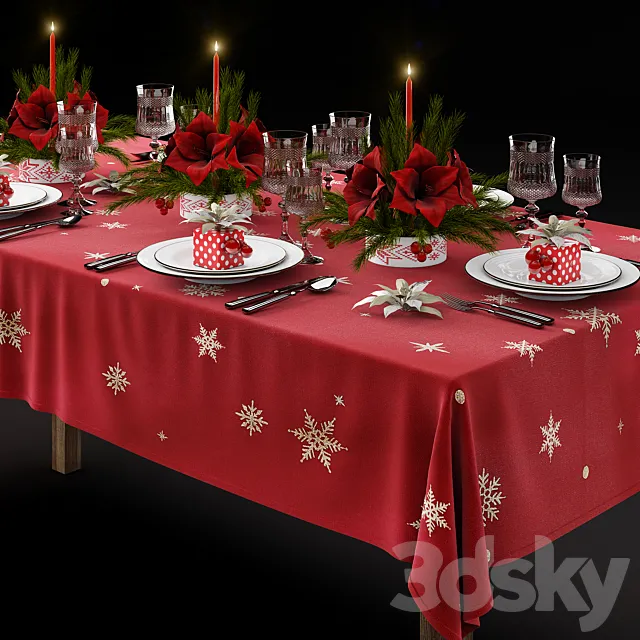 Christmas Tableware 3D Model