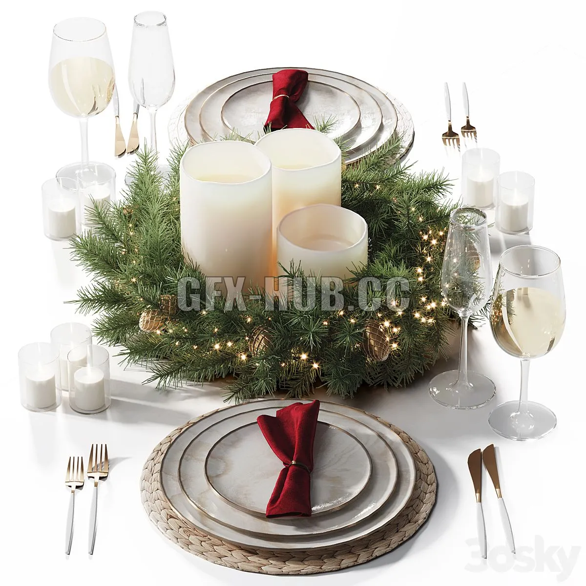 Christmas tableware 3D Model