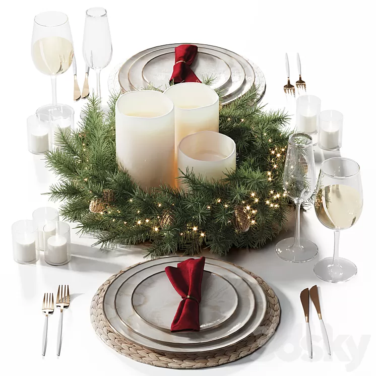 Christmas tableware 3D Model