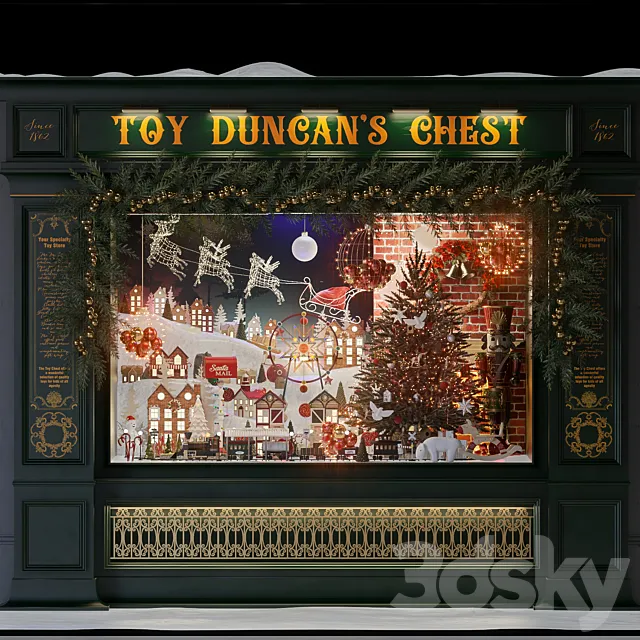 Christmas toy store showcase 3D Model