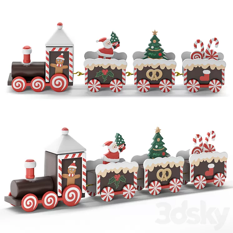 Christmas train 3D Model Free Download