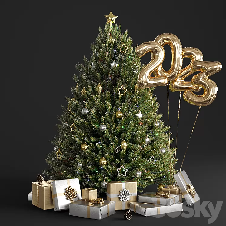 Christmas tree 2023 3D Model Free Download