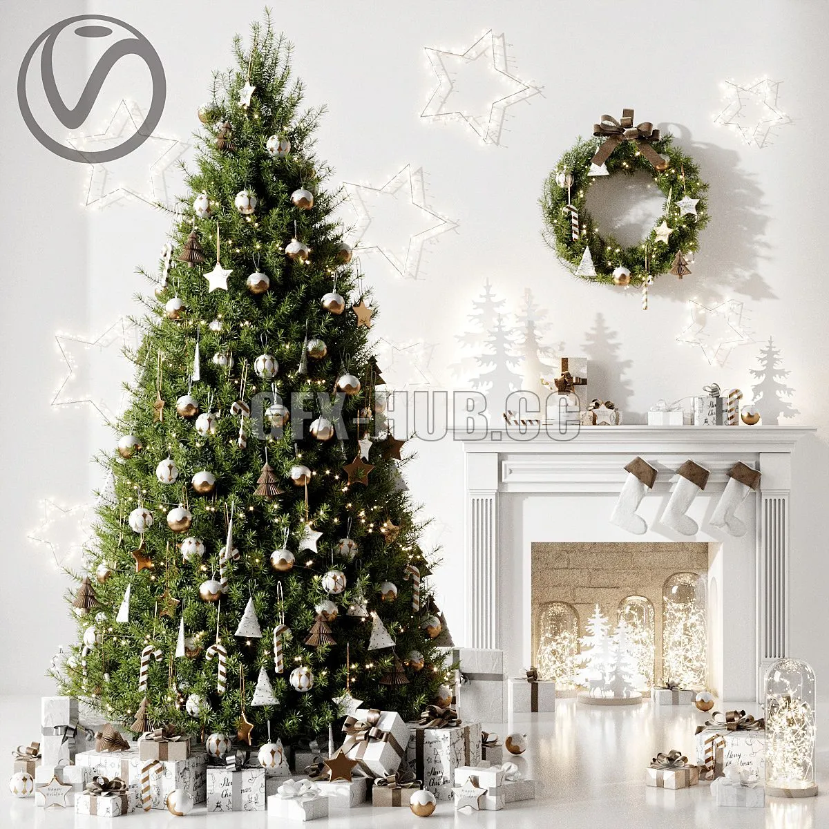 Christmas tree 4 Vray 3D Model Christmas tree 4 Vray 3D Model