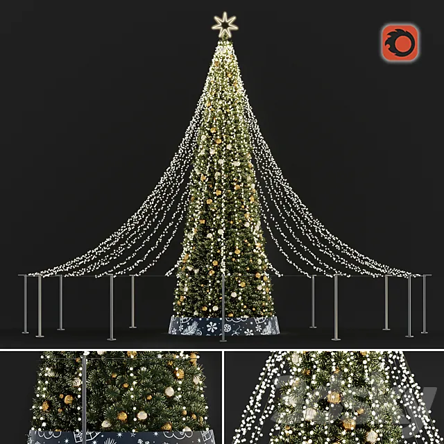 Christmas Tree Street 3D Model Christmas Tree Street 3D Model