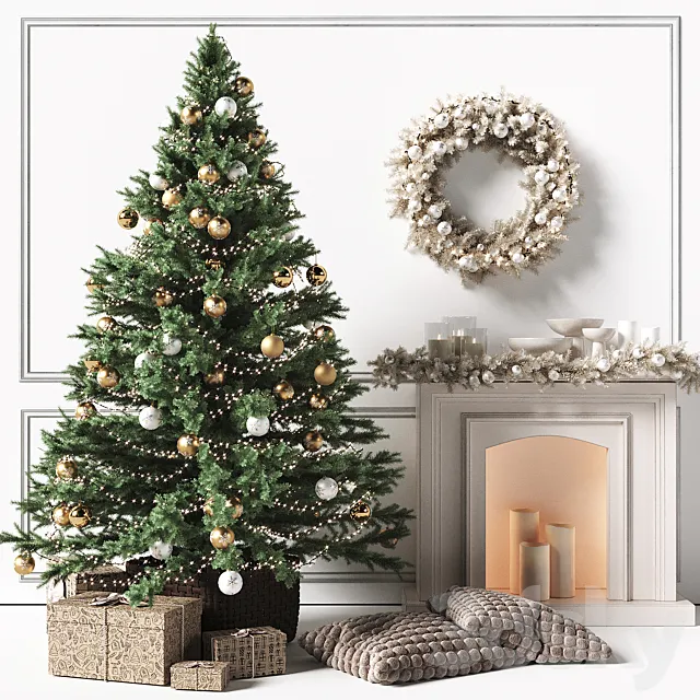 Christmas tree with a fireplace 3D Model Christmas tree with a fireplace 3D Model
