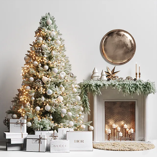 Christmas tree with fireplace 2 3D Model