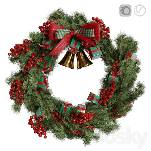 Christmas wreath 1 3DModel Christmas wreath 1 3DModel