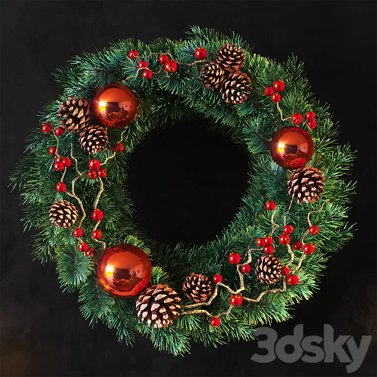 Christmas wreath 3D Model Christmas wreath 3D Model