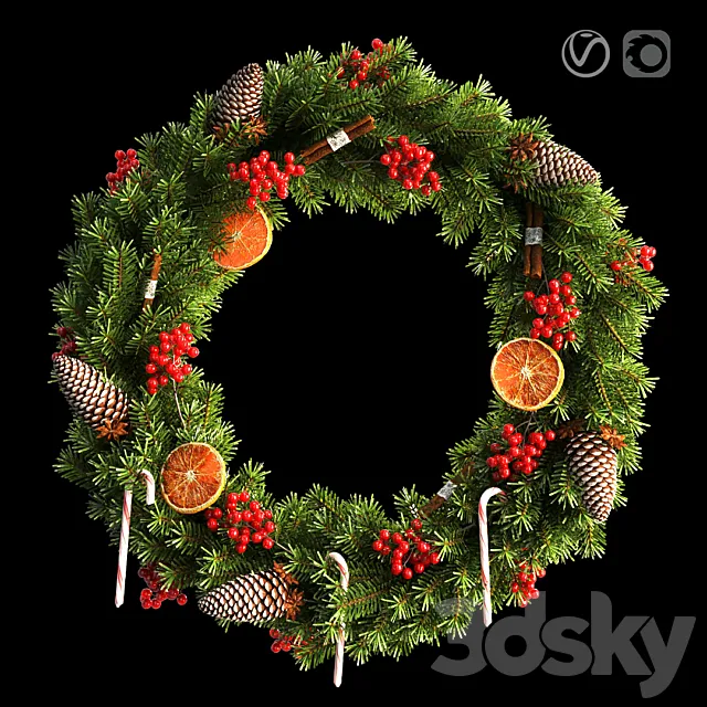 Christmas wreath 66cm 3DModel