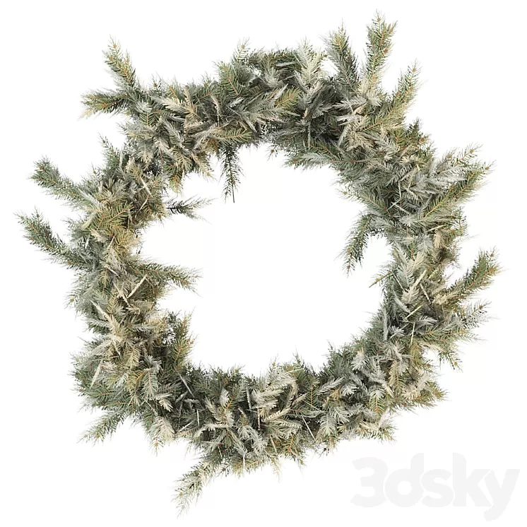 Christmas wreath of coniferous branches 3D Model