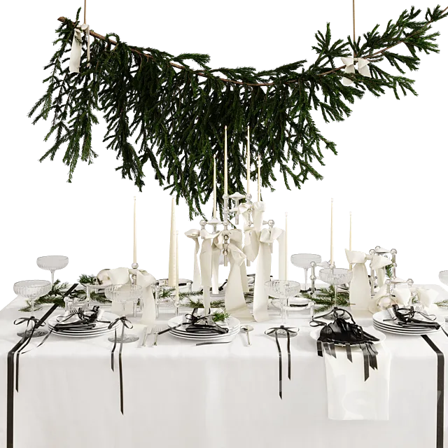 Christmas_New Year table setting 3D Model Christmas_New Year table setting 3D Model