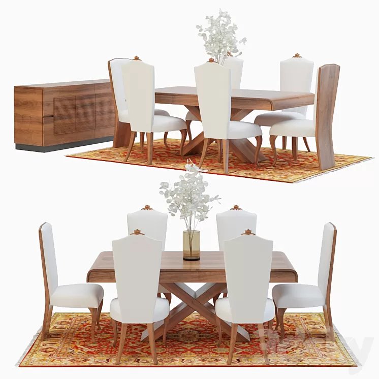 Christopher Guy Dining Table Set 2 3D Model