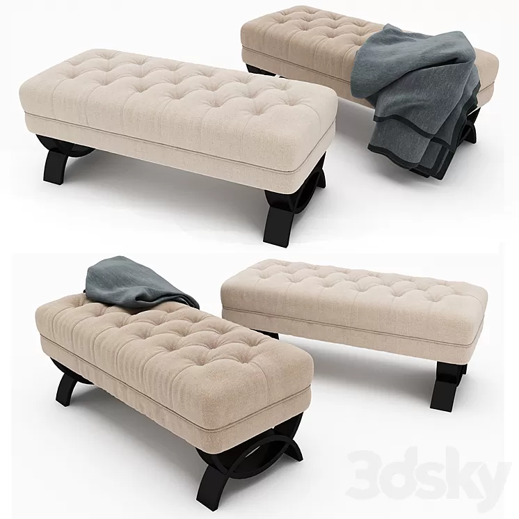 Christopher Knight Home Scarlette Tufted Fabric Ottoman Bench 3D Model