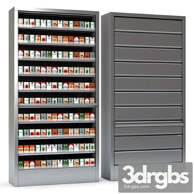 Cigarette Display With Metal Curtains 3D Model Download