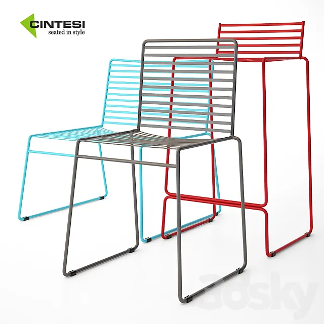 Cintesi Arizona Wire Chair Set 3D Model Cintesi Arizona Wire Chair Set 3D Model