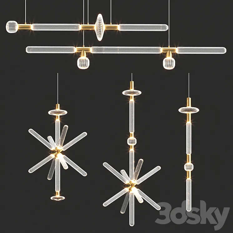 Cipher Lasvit collection chandelier 3D Model Free Download