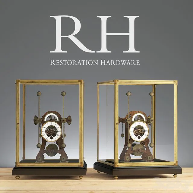 CIRCA 1900 FRENCH DUAL-DIAL CLOCK CLOCHE 3D Model CIRCA 1900 FRENCH DUAL-DIAL CLOCK CLOCHE 3D Model