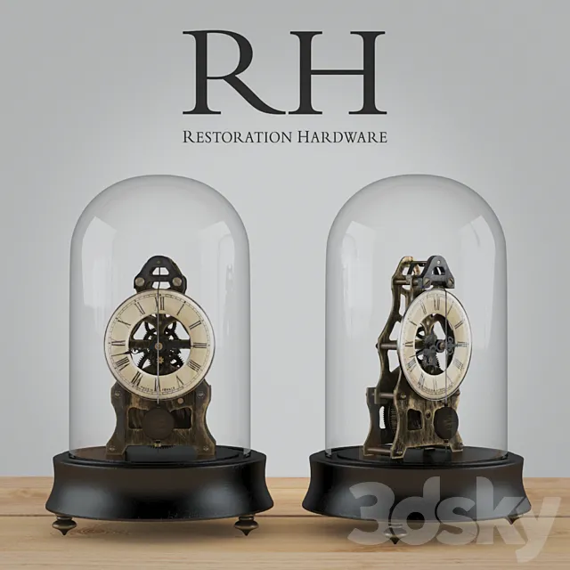 CIRCA 1900 FRENCH PENDULUM CLOCK CLOCHE 3D Model CIRCA 1900 FRENCH PENDULUM CLOCK CLOCHE 3D Model