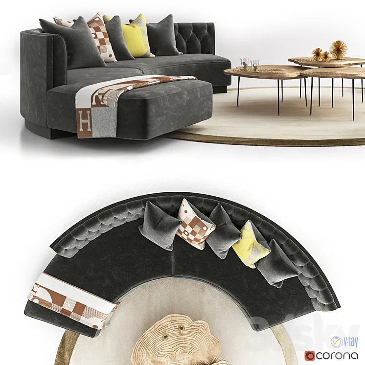 Circa sofa 3D Model Free Download