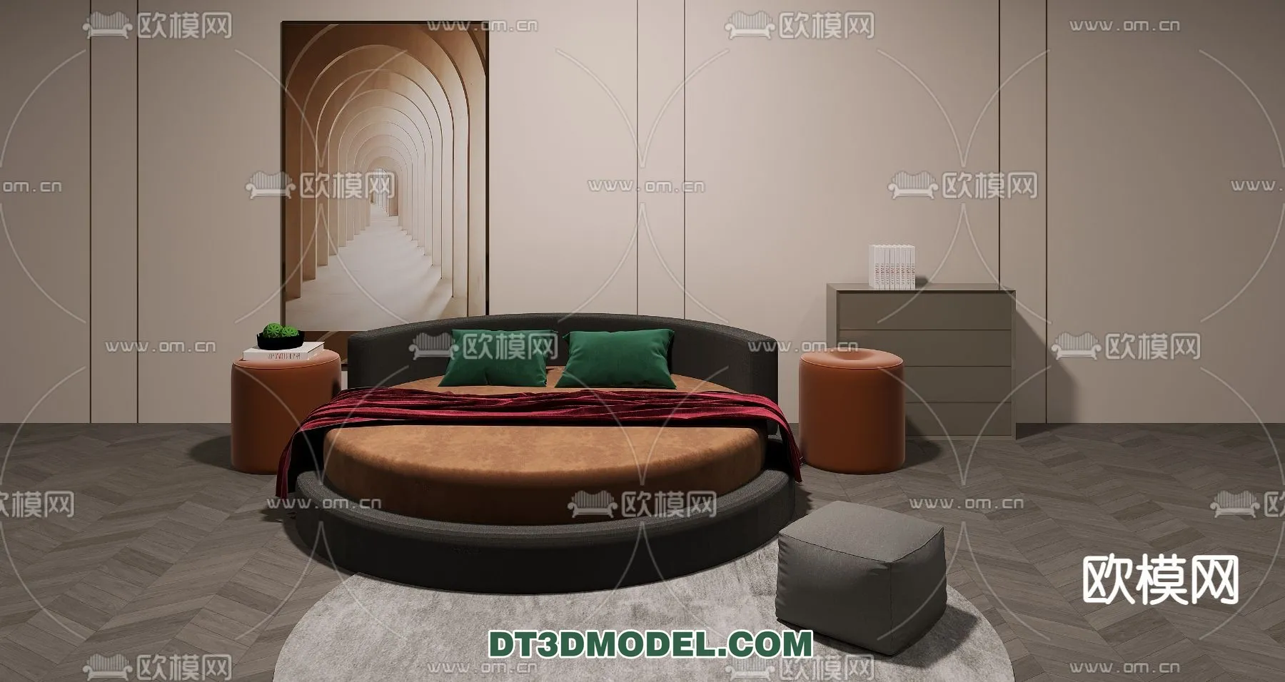 Circle Bed – Furniture 3D Models for Bedroom – 022