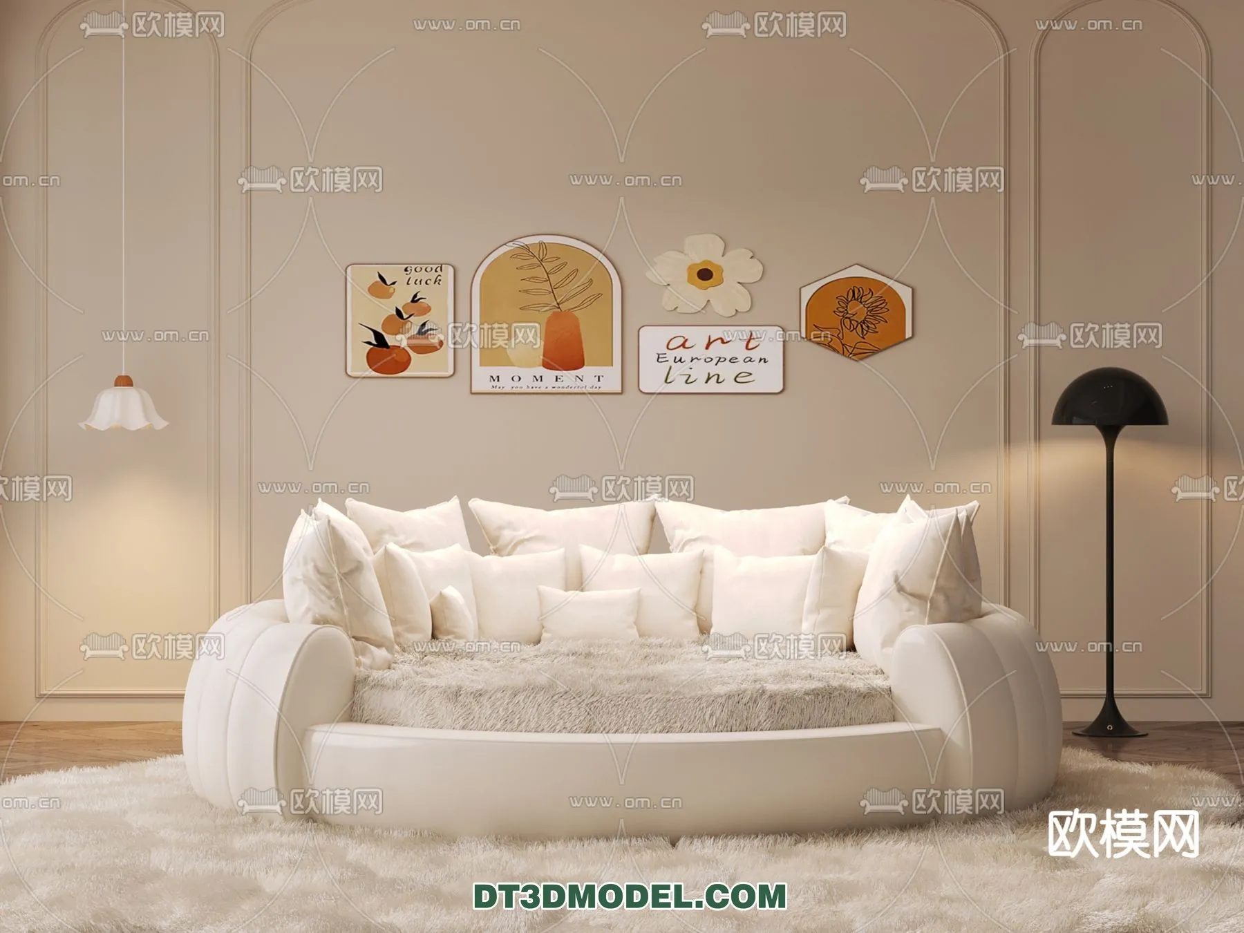 Circle Bed – Furniture 3D Models for Bedroom – 027