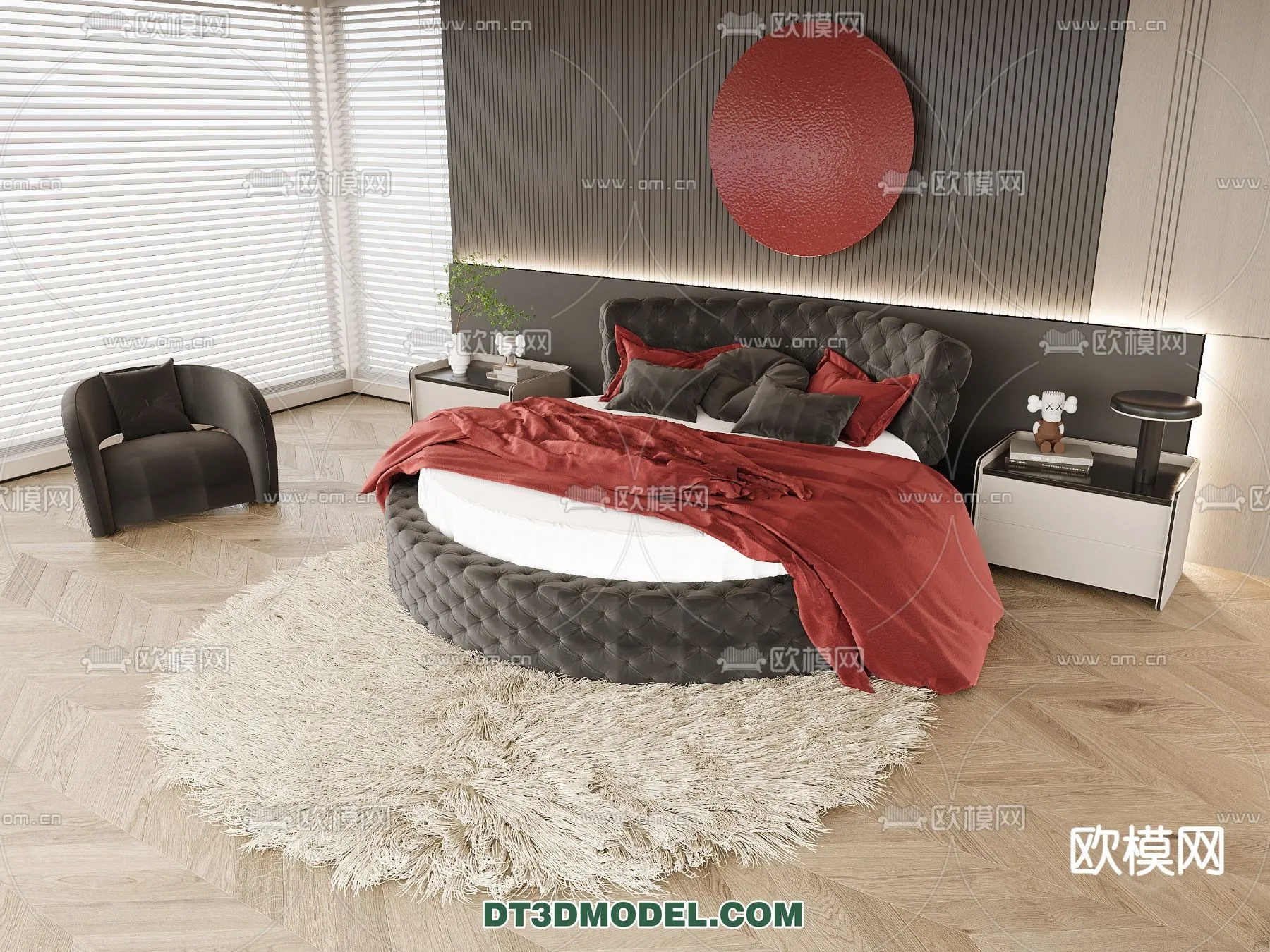 Circle Bed – Furniture 3D Models for Bedroom – 028