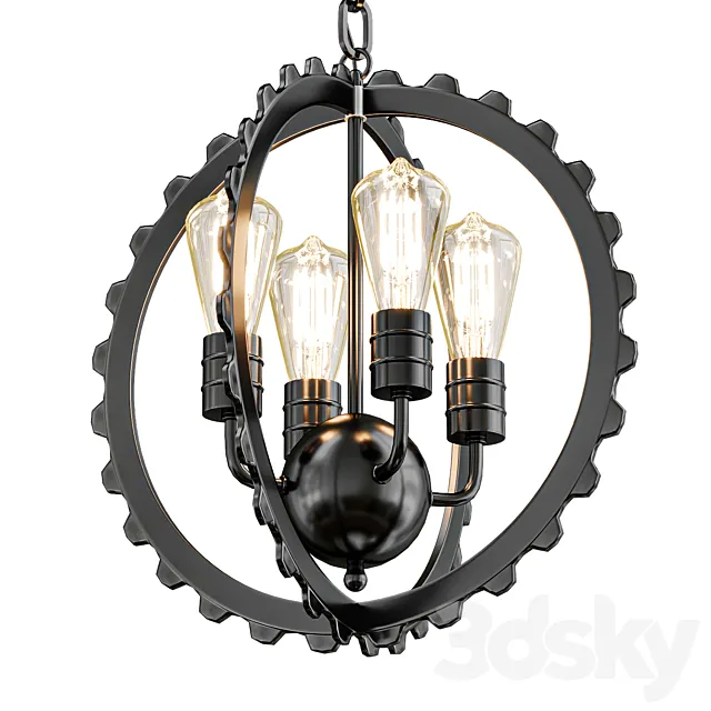 Circle frame chandelier 3D Model