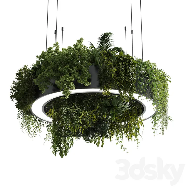 Circle pot light pendant – plant light hanging 13 corona 3D Model Circle pot light pendant – plant light hanging 13 corona 3D Model