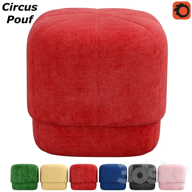 Circus Pouf – Stool Small 3D Model Circus Pouf – Stool Small 3D Model